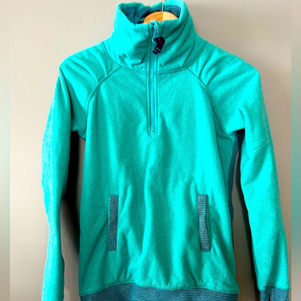 IVVIVA girls size 12 teal super soft  fleece lined 1/4 zip jacket